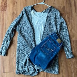 AE black and white cardigan